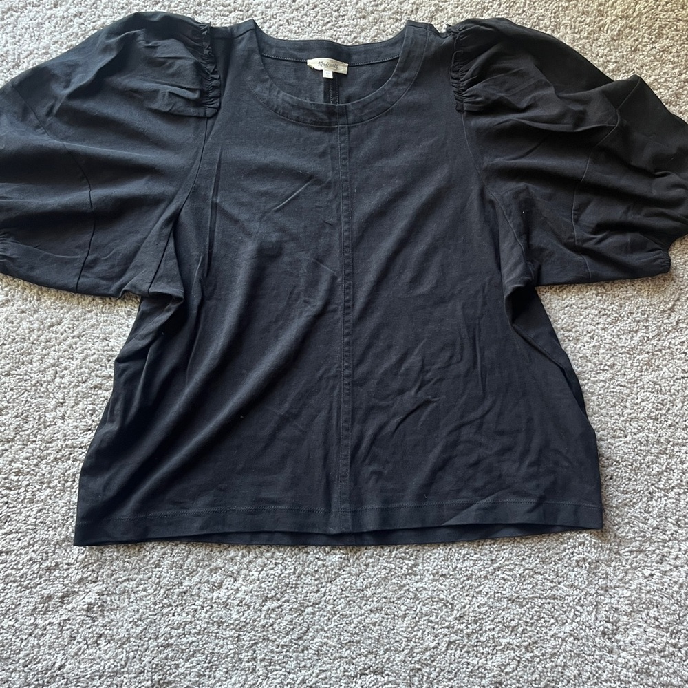 NEW Madewell Charcoal Crew Neck Tee with balloon sleeves - extra large